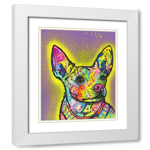 Listening White Modern Wood Framed Art Print with Double Matting by Dean Russo Collection