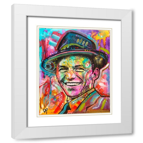 Frank Sinatra I White Modern Wood Framed Art Print with Double Matting by Dean Russo Collection
