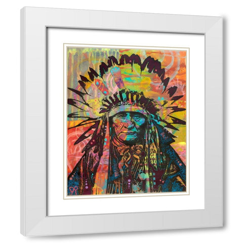 Native American II White Modern Wood Framed Art Print with Double Matting by Dean Russo Collection