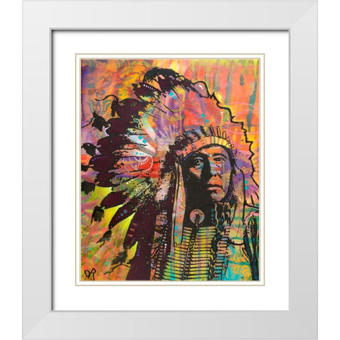 Native American III White Modern Wood Framed Art Print with Double Matting by Dean Russo Collection