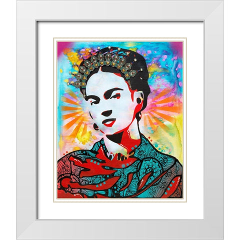 Kahlo White Modern Wood Framed Art Print with Double Matting by Dean Russo Collection