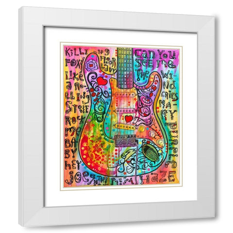 Jimmies Guitar White Modern Wood Framed Art Print with Double Matting by Dean Russo Collection