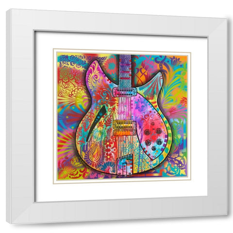 Vintage 12 String White Modern Wood Framed Art Print with Double Matting by Dean Russo Collection