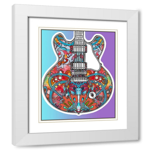 Gibson ES-335 White Modern Wood Framed Art Print with Double Matting by Dean Russo Collection