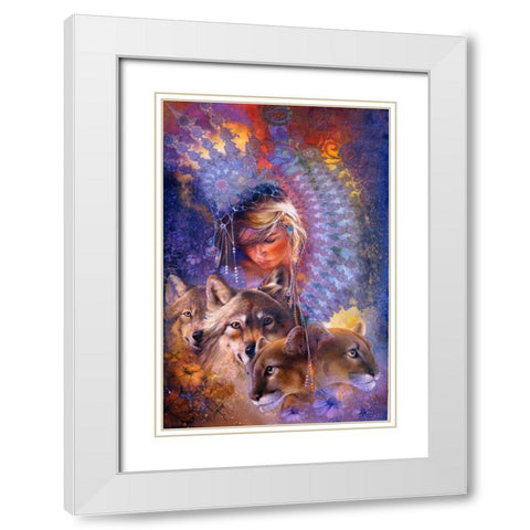 Iris White Modern Wood Framed Art Print with Double Matting by Lund, Denton