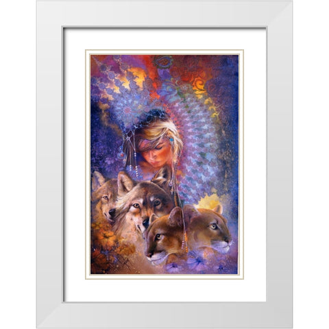 Iris White Modern Wood Framed Art Print with Double Matting by Lund, Denton