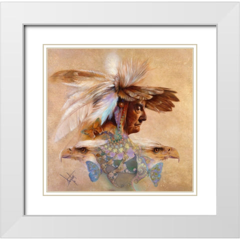 Feathers And Wings White Modern Wood Framed Art Print with Double Matting by Lund, Denton