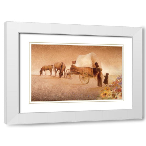 Sunset, The Endless Horizon White Modern Wood Framed Art Print with Double Matting by Lund, Denton
