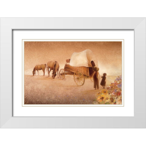 Sunset, The Endless Horizon White Modern Wood Framed Art Print with Double Matting by Lund, Denton