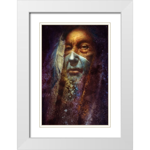 Gray Feather White Modern Wood Framed Art Print with Double Matting by Lund, Denton