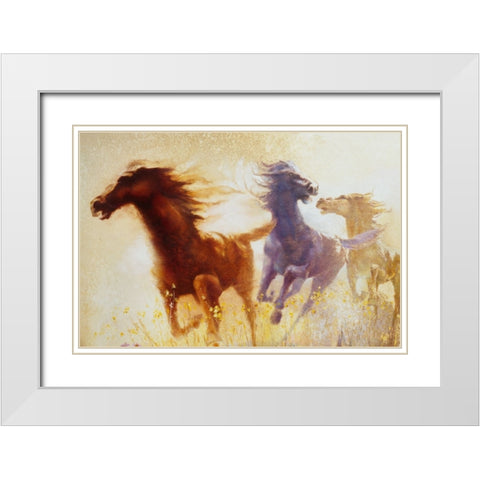 Wildflower Run White Modern Wood Framed Art Print with Double Matting by Lund, Denton