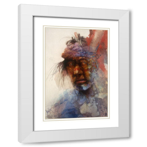 American Indian White Modern Wood Framed Art Print with Double Matting by Lund, Denton