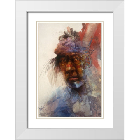 American Indian White Modern Wood Framed Art Print with Double Matting by Lund, Denton