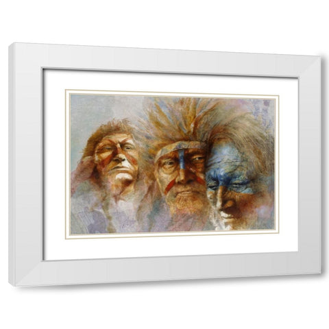 Three Chiefs White Modern Wood Framed Art Print with Double Matting by Lund, Denton