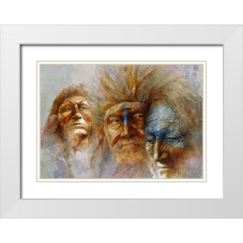 Three Chiefs White Modern Wood Framed Art Print with Double Matting by Lund, Denton