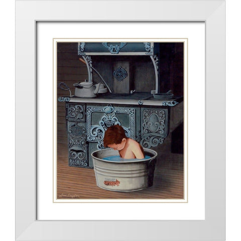 Bath Time White Modern Wood Framed Art Print with Double Matting by Engler, Don