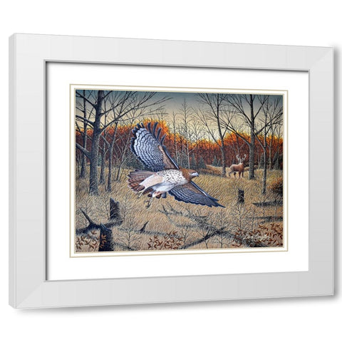 Red-Tailed Hawk White Modern Wood Framed Art Print with Double Matting by Engler, Don