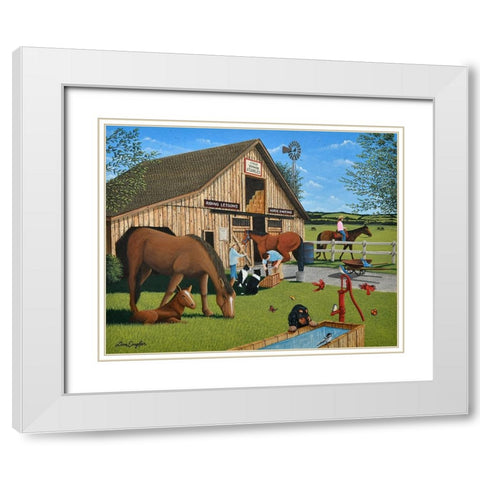 Old Town Stables White Modern Wood Framed Art Print with Double Matting by Engler, Don