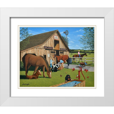 Old Town Stables White Modern Wood Framed Art Print with Double Matting by Engler, Don