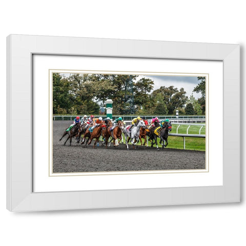 Into The Home Stretch White Modern Wood Framed Art Print with Double Matting by Galloimages Online