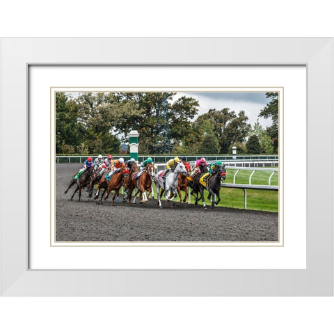 Into The Home Stretch White Modern Wood Framed Art Print with Double Matting by Galloimages Online