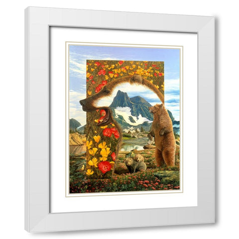 Bearly Where Bearly There White Modern Wood Framed Art Print with Double Matting by Stevenson, Graeme