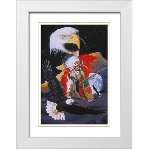 Eagle Warrior White Modern Wood Framed Art Print with Double Matting by Stevenson, Graeme