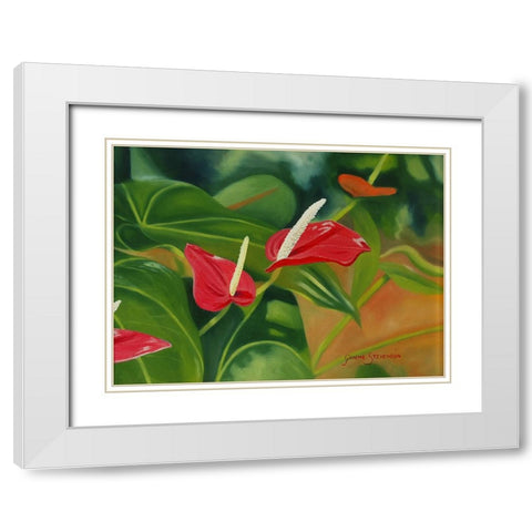 Flower Hearts White Modern Wood Framed Art Print with Double Matting by Stevenson, Graeme