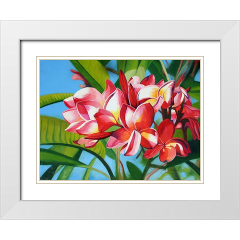 Frangipani Days White Modern Wood Framed Art Print with Double Matting by Stevenson, Graeme