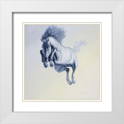 Go Ahead And Jump White Modern Wood Framed Art Print with Double Matting by Stevenson, Graeme