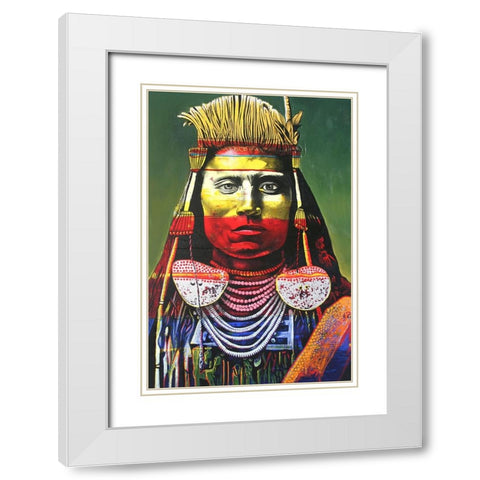 Indian Chief White Modern Wood Framed Art Print with Double Matting by Stevenson, Graeme