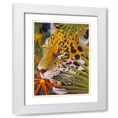 Jaguar Jungle White Modern Wood Framed Art Print with Double Matting by Stevenson, Graeme