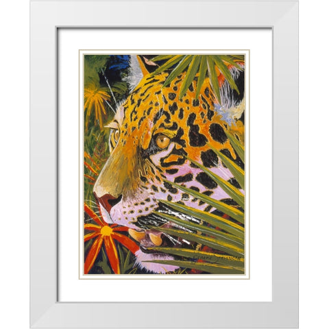 Jaguar Jungle White Modern Wood Framed Art Print with Double Matting by Stevenson, Graeme