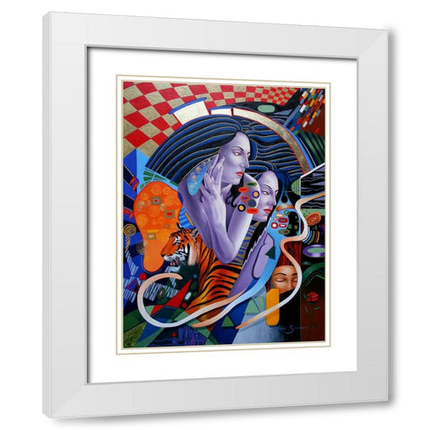 Kissed By A Rose White Modern Wood Framed Art Print with Double Matting by Stevenson, Graeme