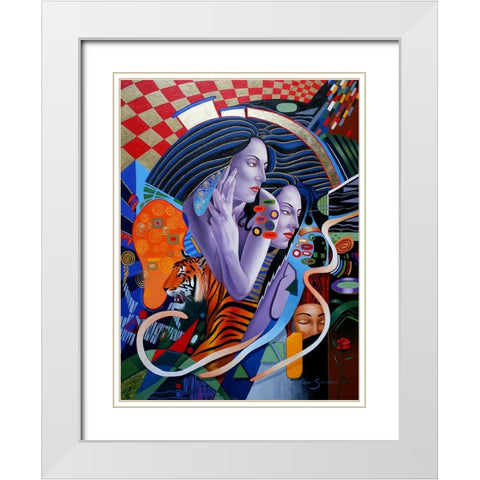 Kissed By A Rose White Modern Wood Framed Art Print with Double Matting by Stevenson, Graeme