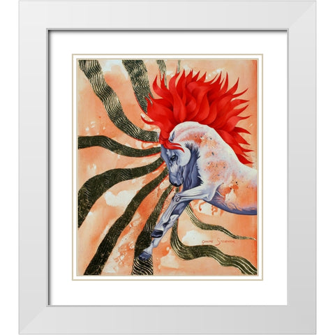 Red Stallion White Modern Wood Framed Art Print with Double Matting by Stevenson, Graeme