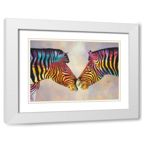 Spectrum Zebras White Modern Wood Framed Art Print with Double Matting by Stevenson, Graeme