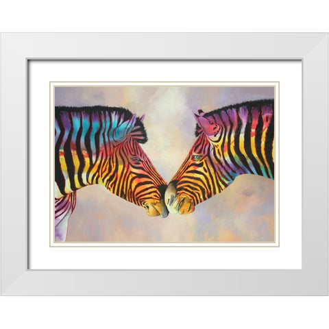 Spectrum Zebras White Modern Wood Framed Art Print with Double Matting by Stevenson, Graeme