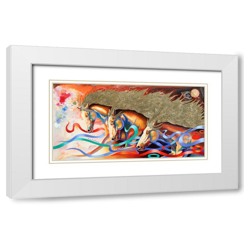 Stallions Of The Gods White Modern Wood Framed Art Print with Double Matting by Stevenson, Graeme