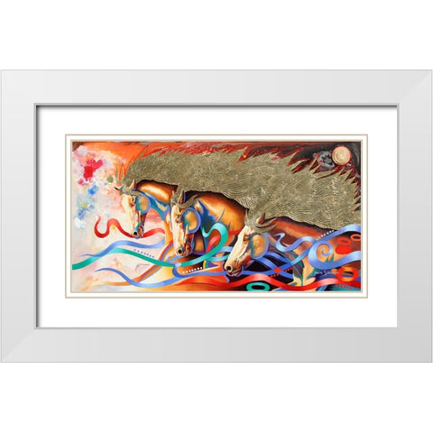 Stallions Of The Gods White Modern Wood Framed Art Print with Double Matting by Stevenson, Graeme