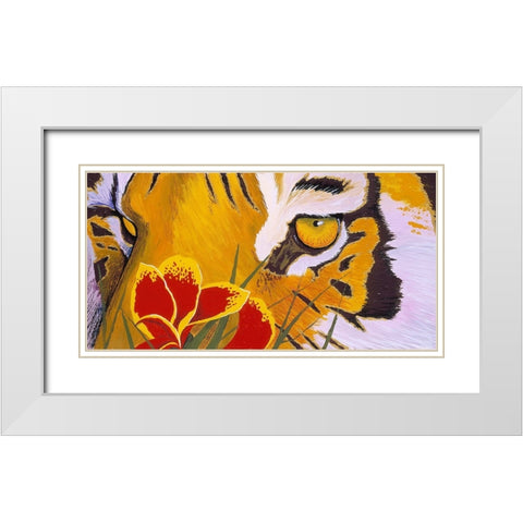 Tiger Eye White Modern Wood Framed Art Print with Double Matting by Stevenson, Graeme