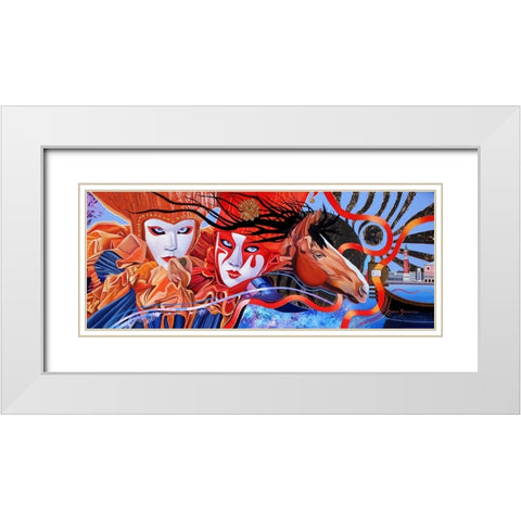 Venetian Masqurade White Modern Wood Framed Art Print with Double Matting by Stevenson, Graeme