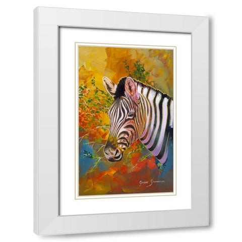 Zebra Days White Modern Wood Framed Art Print with Double Matting by Stevenson, Graeme
