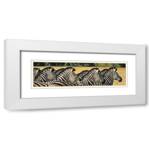 Zebras White Modern Wood Framed Art Print with Double Matting by Stevenson, Graeme