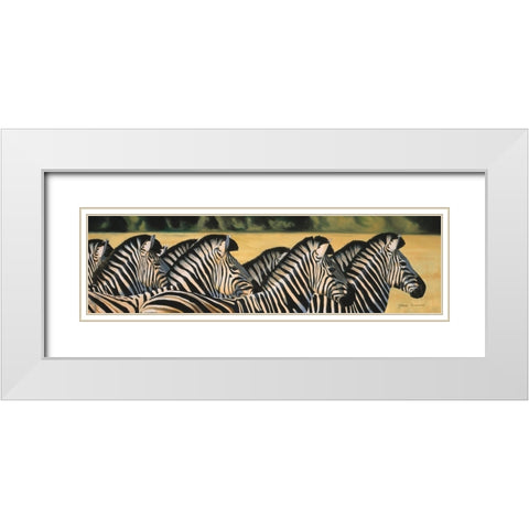 Zebras White Modern Wood Framed Art Print with Double Matting by Stevenson, Graeme