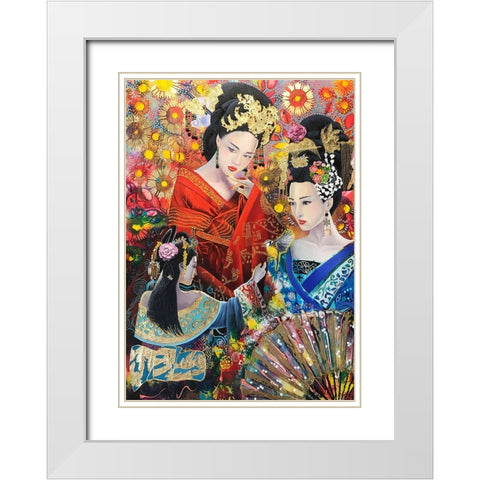 Geisha Song White Modern Wood Framed Art Print with Double Matting by Stevenson, Graeme