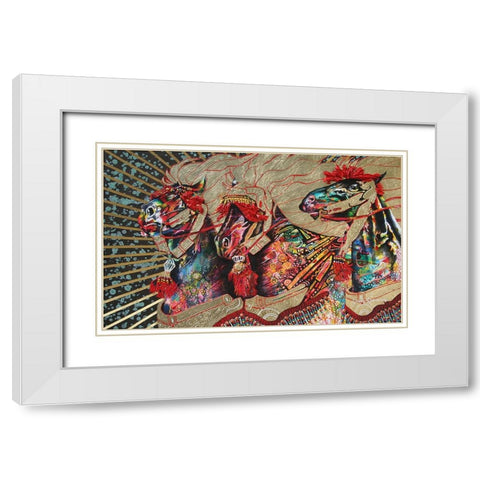 Arabian Stallions White Modern Wood Framed Art Print with Double Matting by Stevenson, Graeme