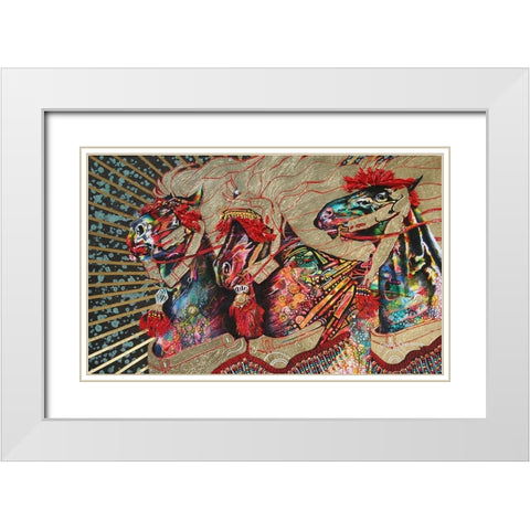 Arabian Stallions White Modern Wood Framed Art Print with Double Matting by Stevenson, Graeme