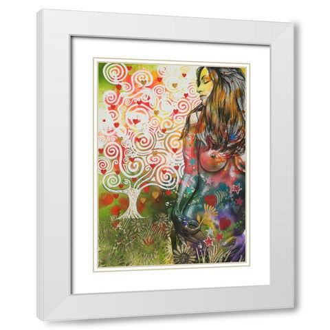 Tree Of Love White Modern Wood Framed Art Print with Double Matting by Stevenson, Graeme