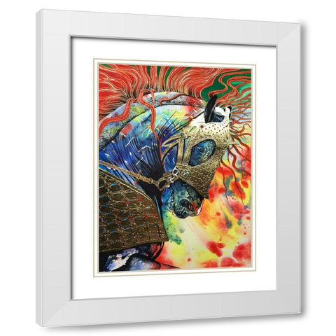 Fire of the Stallion White Modern Wood Framed Art Print with Double Matting by Stevenson, Graeme
